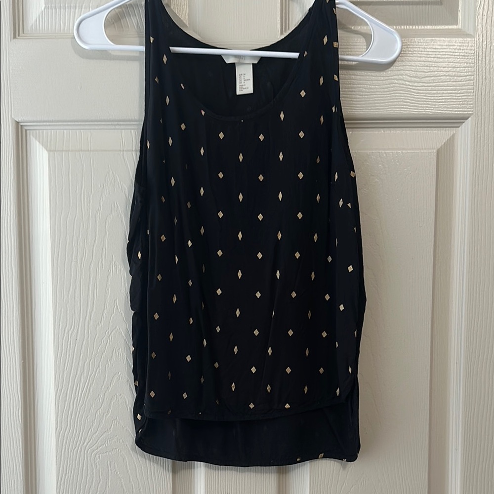 H&M Black Tank Top with Gold Diamond Pattern